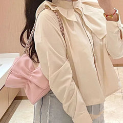Women's Bow Leather Messenger Chain Bag Handbag Purse