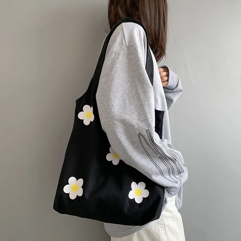 Women's Large Canvas Shoulder Bag Cotton Tote Shopper Handbag