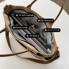Women's Canvas Shoulder Bag Crossbody Handbag Large Capacity Zipper Casual Tote