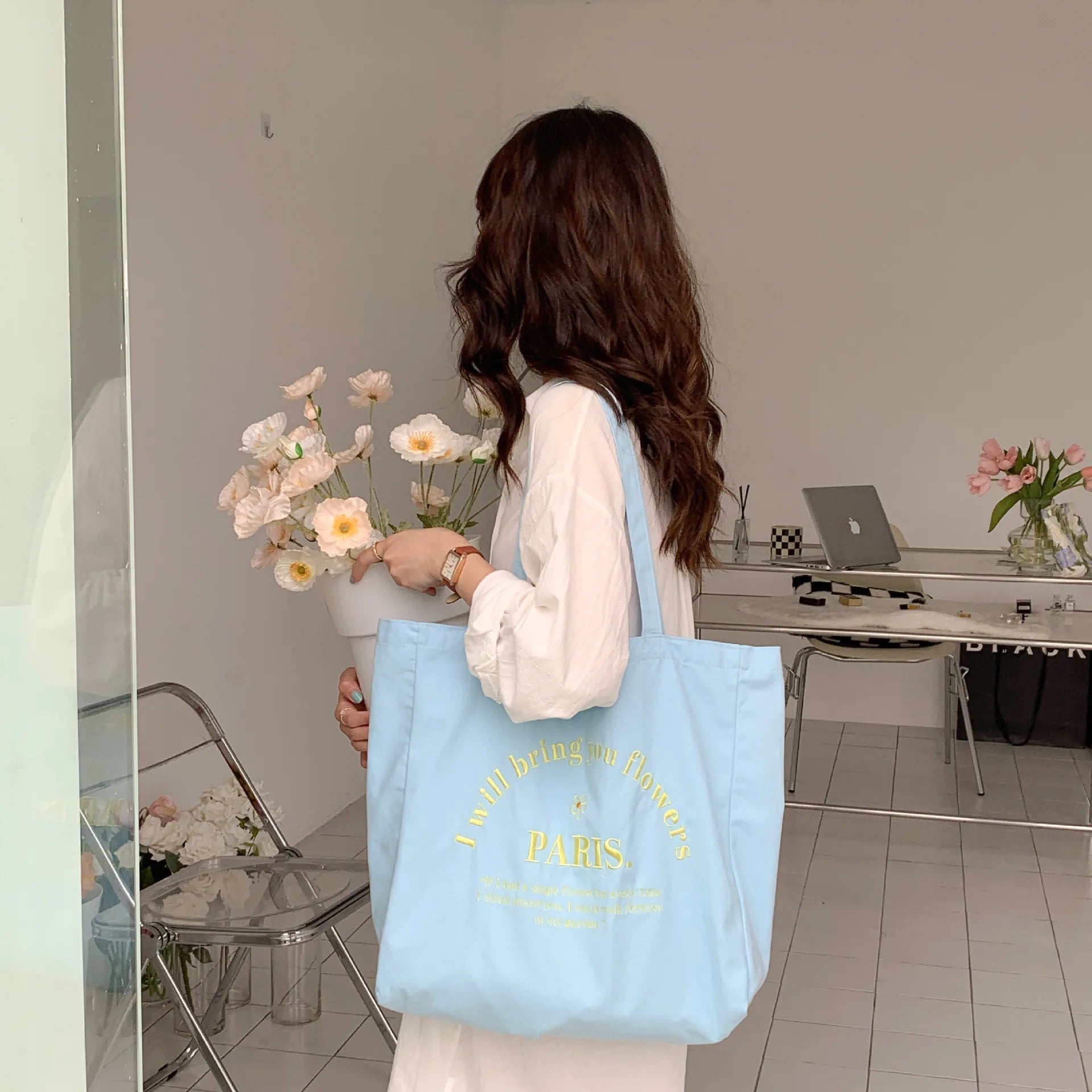 Canvas Shoulder Bag Large Capacity Eco Shopping Bag