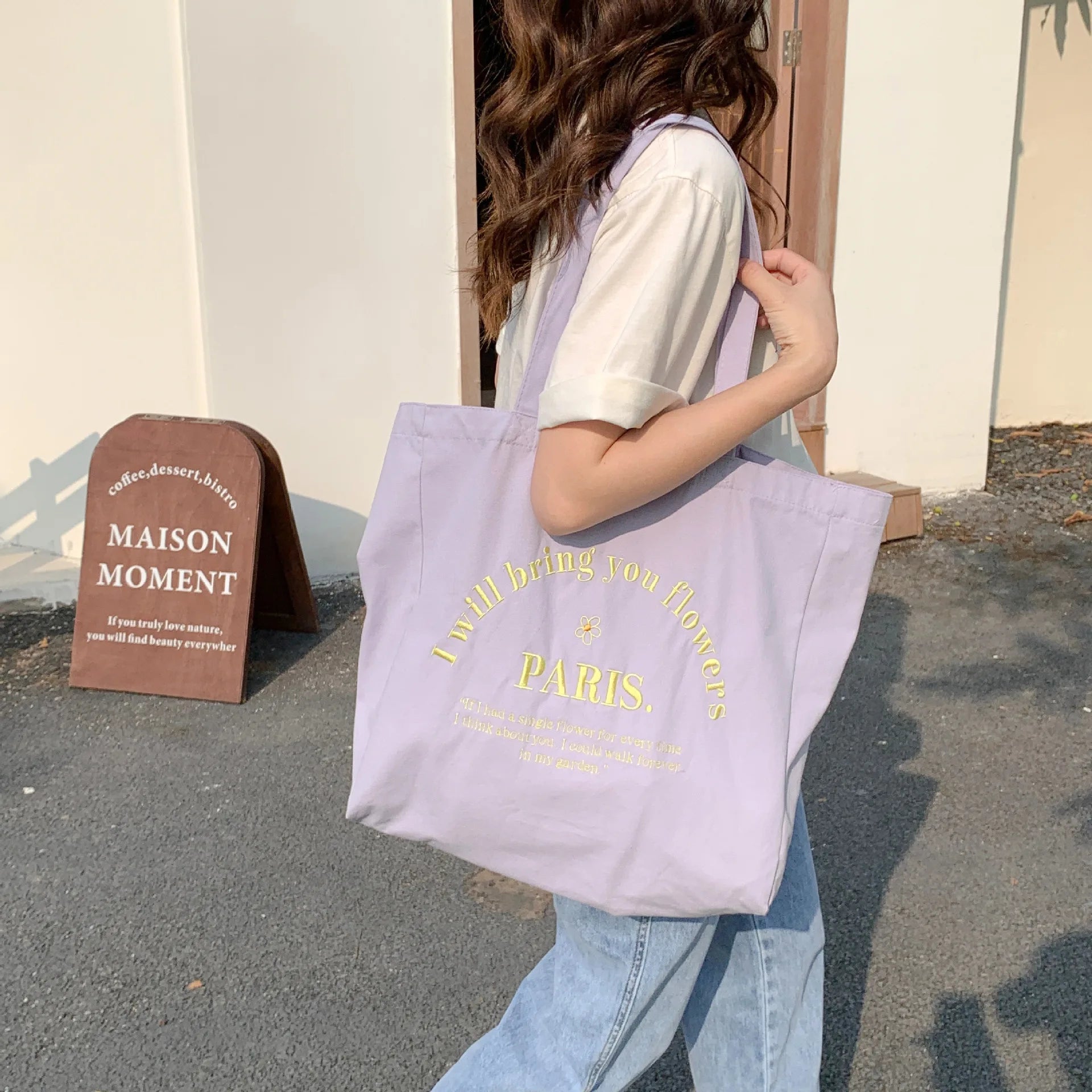 Canvas Shoulder Bag Large Capacity Eco Shopping Bag