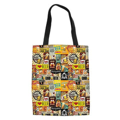 Women's Canvas Shoulder Bags British Style Ladies Folding Shopping Bag