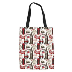 Women's Canvas Shoulder Bags British Style Ladies Folding Shopping Bag