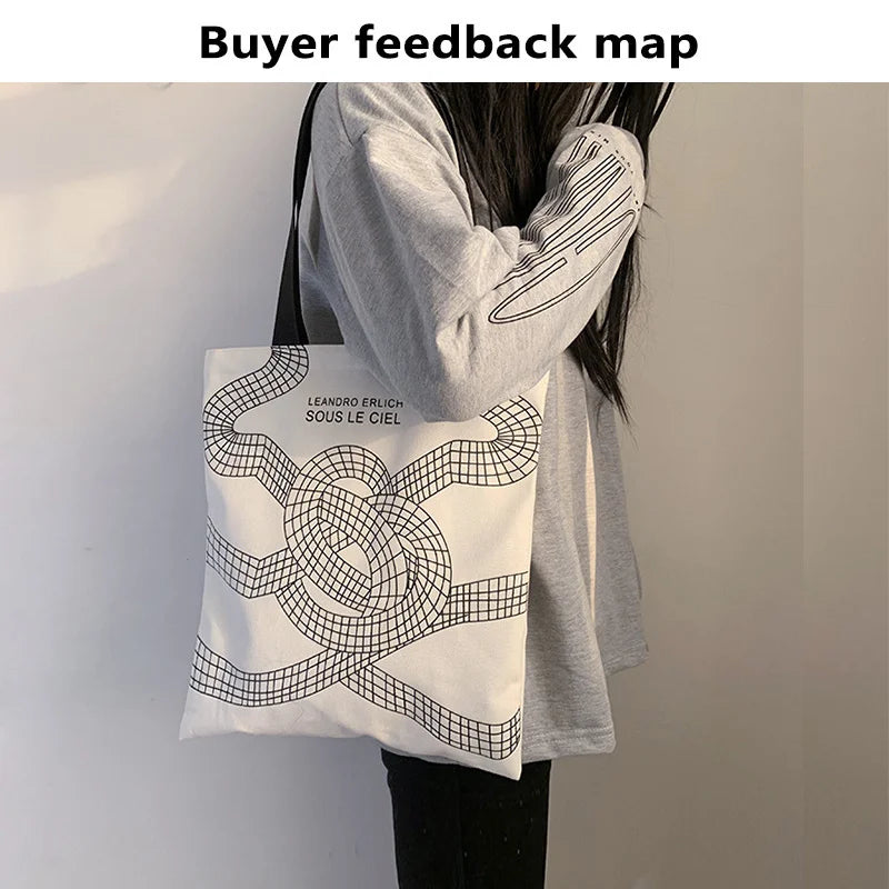 Women's Canvas Shoulder Bags British Style Ladies Folding Shopping Bag