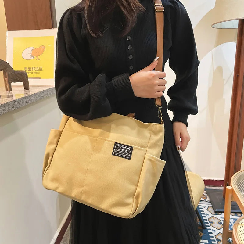 Canvas Tote Bag Casual Handbags Shoulder Bag Large Capacity Women Crossbody Bags
