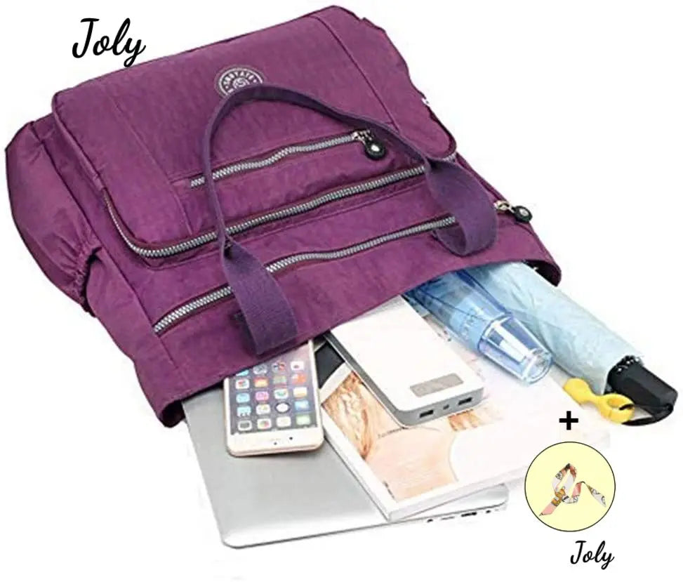 Women's Waterproof Nylon Top-handle Travel Handbag, Deep Blue