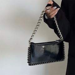 Women's Chain Underarm Shoulder Bag Glossy Patent Leather