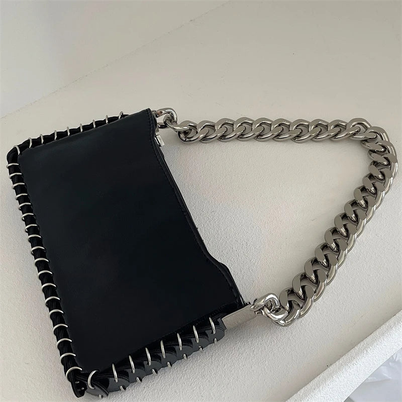 Women's Chain Underarm Shoulder Bag Glossy Patent Leather