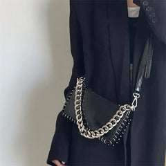Women's Chain Underarm Shoulder Bag Glossy Patent Leather