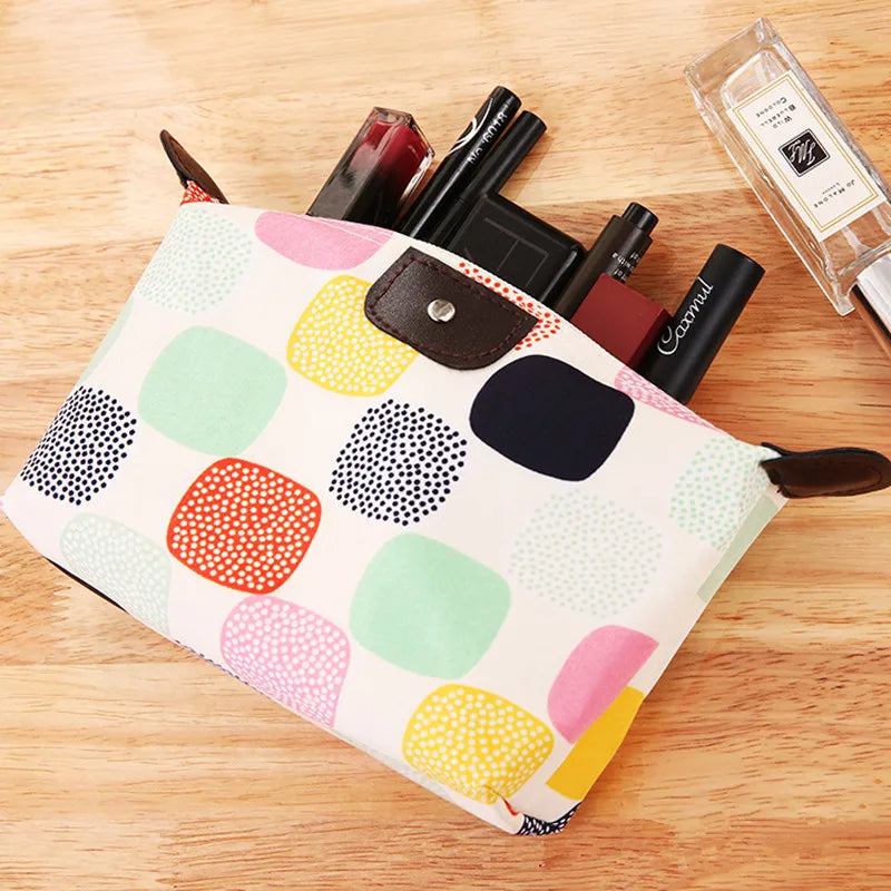 Women's Colorful Dot Cosmetic Folding Bag Large Capacity Make Up Bag