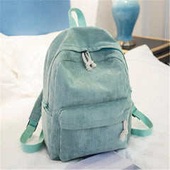 Corduroy Backpack for High School Students Plush Shoulder Bag