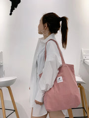 Women's Corduroy Shoulder Bag Canvas Eco-friendly Storage Handbag