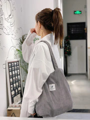 Women's Corduroy Shoulder Bag Canvas Eco-friendly Storage Handbag