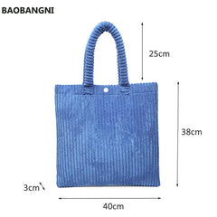 Women's Corduroy Shoulder Bag Large Capacity Portable Tote Bags