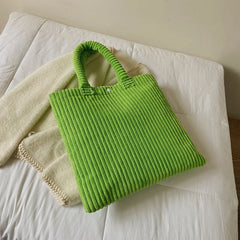 Women's Corduroy Shoulder Bag Large Capacity Portable Tote Bags