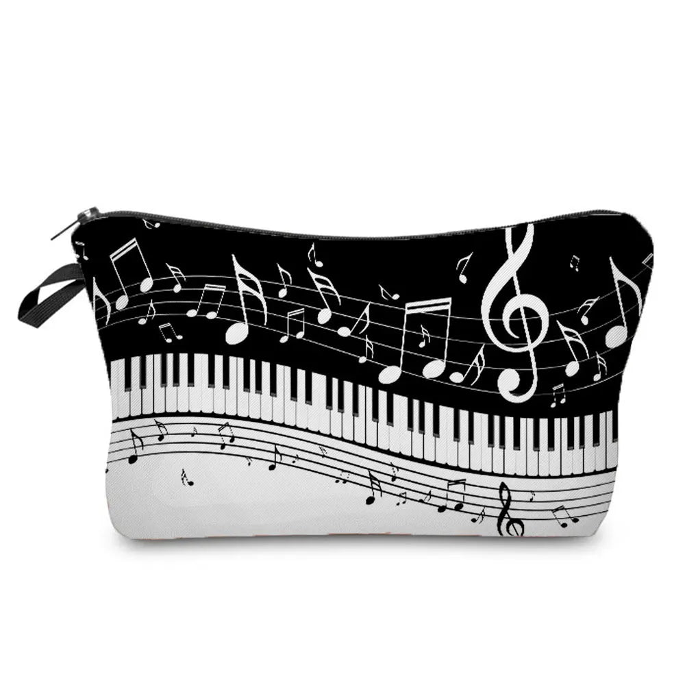 Women's Piano Print Cosmetic Bag Makeup Organizer Toiletry Bag