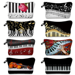 Women's Piano Print Cosmetic Bag Makeup Organizer Toiletry Bag