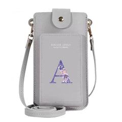 Purple Flower Print Crossbody Shoulder Bag Waterproof Wallet