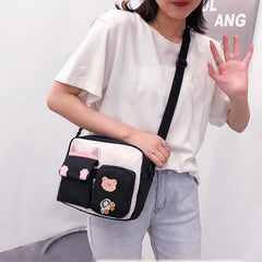 Women's Canvas Mini Shoulder Bag Girls Small Wallets Zipper Shopper Bag Cartoon
