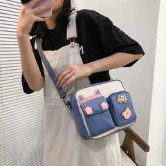 Women's Canvas Mini Shoulder Bag Girls Small Wallets Zipper Shopper Bag Cartoon