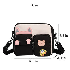 Women's Canvas Mini Shoulder Bag Girls Small Wallets Zipper Shopper Bag Cartoon