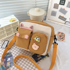 Women's Canvas Mini Shoulder Bag Girls Small Wallets Zipper Shopper Bag Cartoon