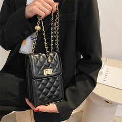 Women's Diagonal Leather Sheepskin Shoulder Bag