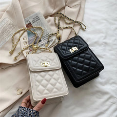 Women's Diagonal Leather Sheepskin Shoulder Bag