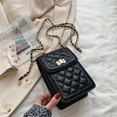Women's Diagonal Leather Sheepskin Shoulder Bag