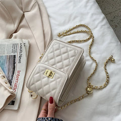 Women's Diagonal Leather Sheepskin Shoulder Bag