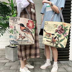 Ethnic Cartoon Printed Canvas Handbag Large Capacity Tote