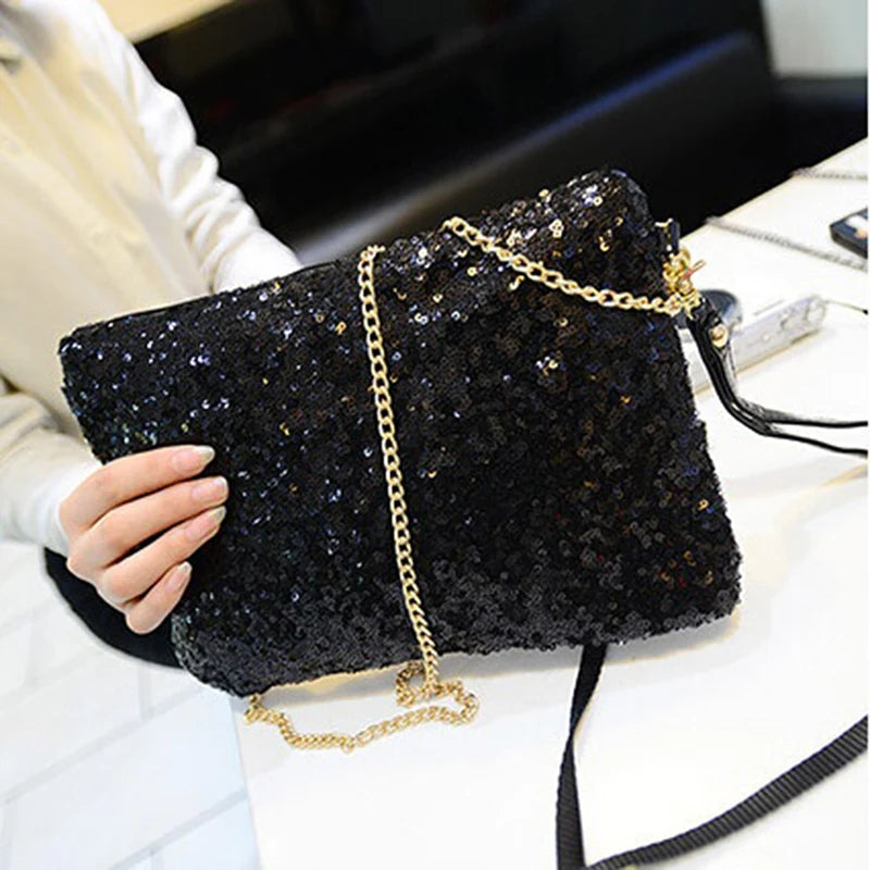 Glitter Sequin Evening Clutch Bag Wedding Party Envelope Tote Wallet