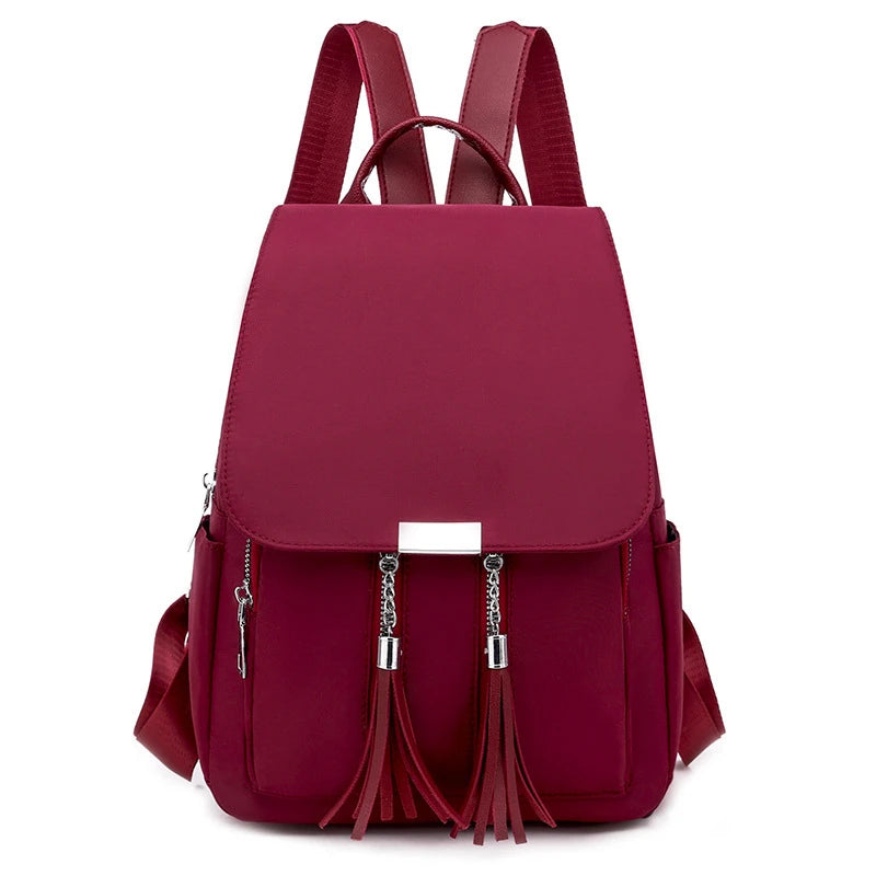 Women's Tassel Backpack Anti-theft Daypack Rucksack Shoulder Bag