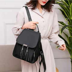 Women's Tassel School Backpack Anti-theft Daypack Rucksack Shoulder Bag