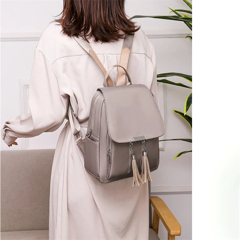 Women's Tassel Backpack Anti-theft Daypack Rucksack Shoulder Bag