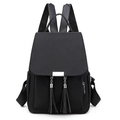 Women's Tassel School Backpack Anti-theft Daypack Rucksack Shoulder Bag
