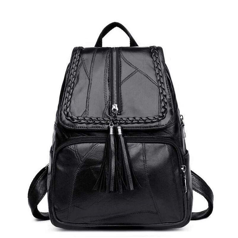 Women's Leather Backpack with Multi-Pocket Large Capacity for Outdoor Travel