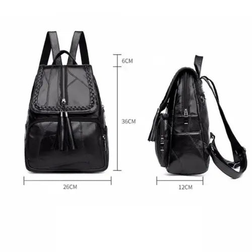 Women's Leather Backpack with Multi-Pocket Large Capacity for Outdoor Travel