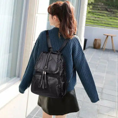 Women's Leather Backpack with Multi-Pocket Large Capacity for Outdoor Travel