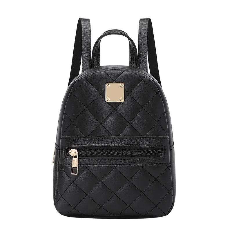 Embroidered Canvas Leather Backpack Women's Large Capacity Schoolbag