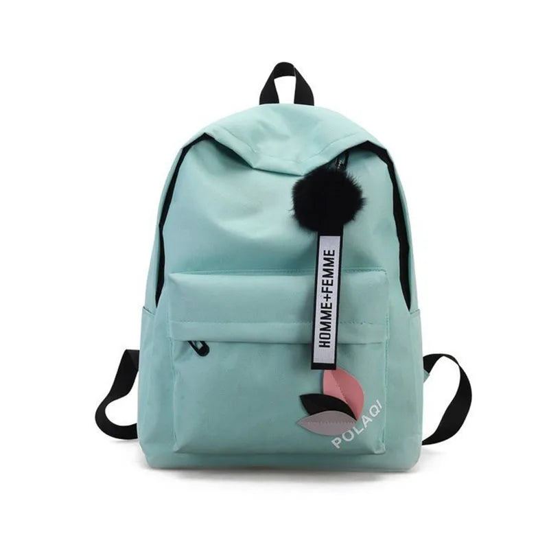 Embroidered Canvas Leather Backpack Women's Large Capacity Schoolbag