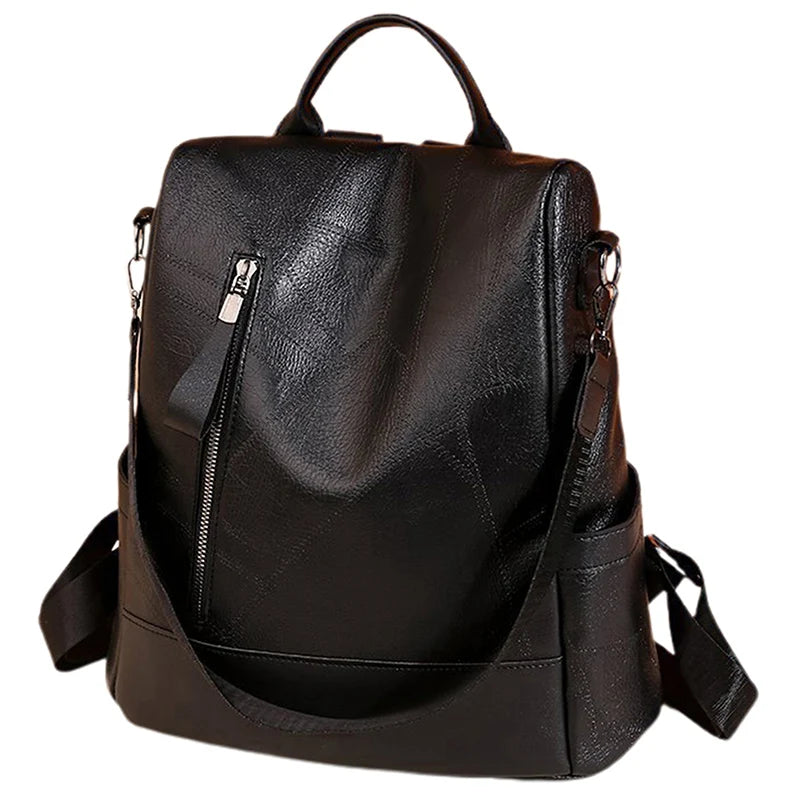 Women's PU Leather Backpack Vintage Multi-pocket Large Capacity