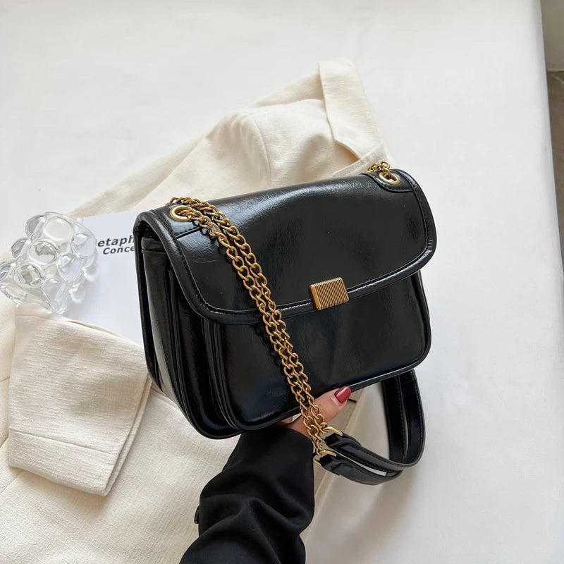 Oilskin Chain Bag Casual Shoulder Bag for Women