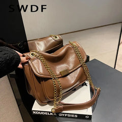 Oilskin Chain Bag Casual Shoulder Bag for Women