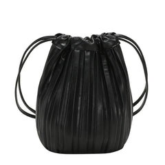 Small Folds PU Leather Bucket Crossbody Bag