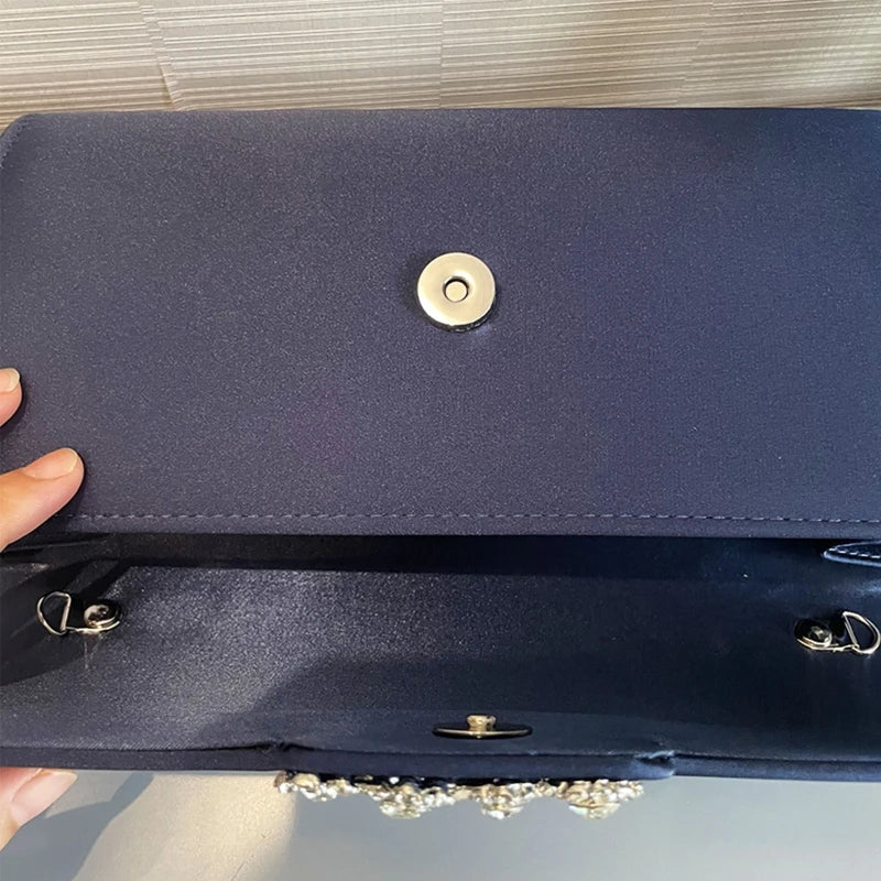 Women's Satin Evening Bag Clutch Handbag Crossbody Wedding Prom Purse