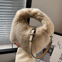 Women's Plush Crossbody Bag Short Handle Clutch Shoulder Bag
