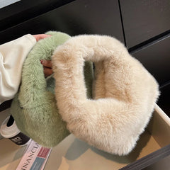Women's Plush Crossbody Bag Short Handle Clutch Shoulder Bag