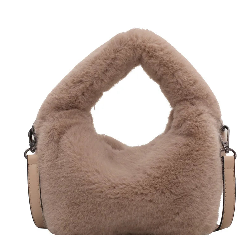 Women's Plush Crossbody Bag Short Handle Clutch Shoulder Bag