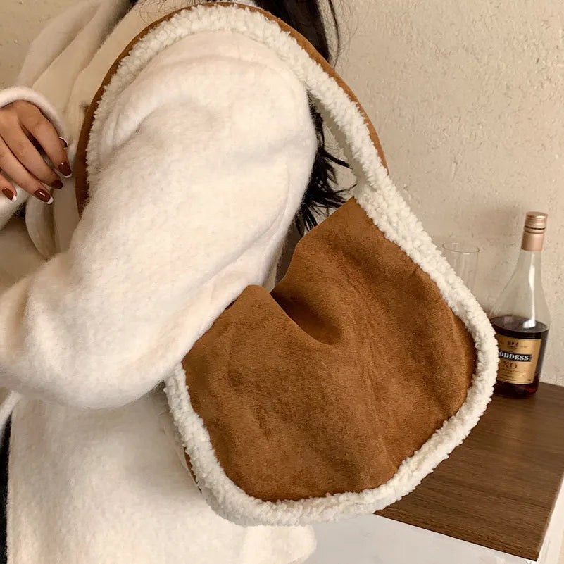 Winter Plush Handbags Large Capacity Tote Shoulder Bags